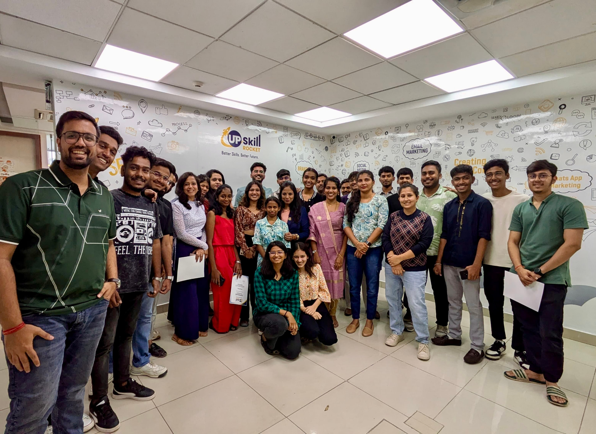 Upskill Rocket batch of students together in the Bangalore classroom